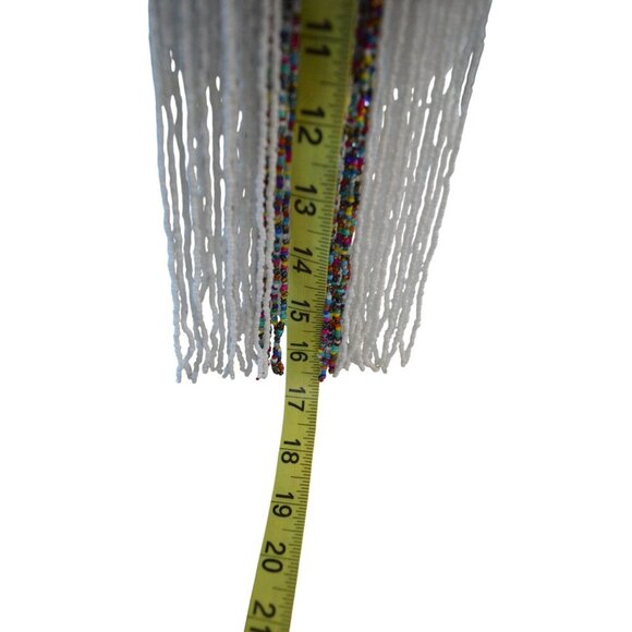 African Inspired Multicolored Beaded Bib Necklace With Hammered Brass Accent & F - Picture 7 of 8